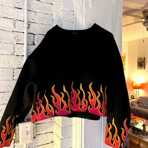 Barely used ADIKA sweater with flames medium